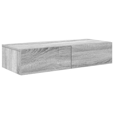 Seinähylly laatikoilla harmaa Sonoma 80x33x17 cm tekninen puu
