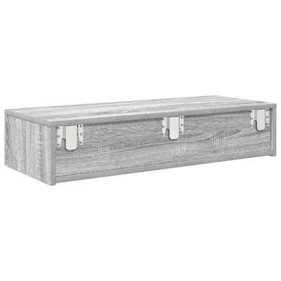 Seinähylly laatikoilla harmaa Sonoma 80x33x17 cm tekninen puu
