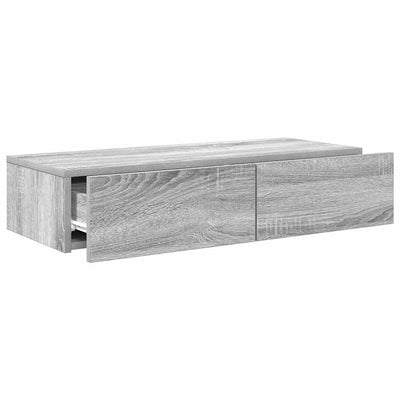 Seinähylly laatikoilla harmaa Sonoma 80x33x17 cm tekninen puu