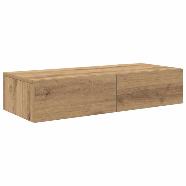 Seinähylly laatikoilla artesaani tammi 80x33x17 cm tekninen puu
