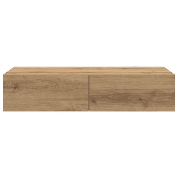 Seinähylly laatikoilla artesaani tammi 80x33x17 cm tekninen puu