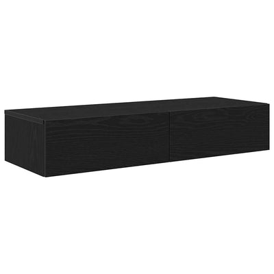Seinähylly laatikoilla musta 100x36x19 cm tekninen puu