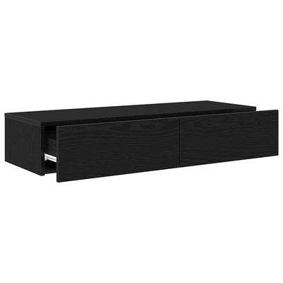 Seinähylly laatikoilla musta 100x36x19 cm tekninen puu