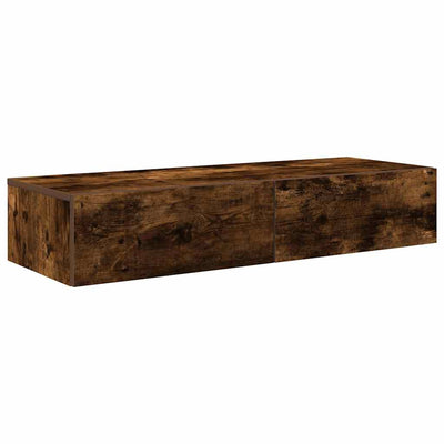 Seinähylly laatikoilla savutammi 100x36x19 cm tekninen puu