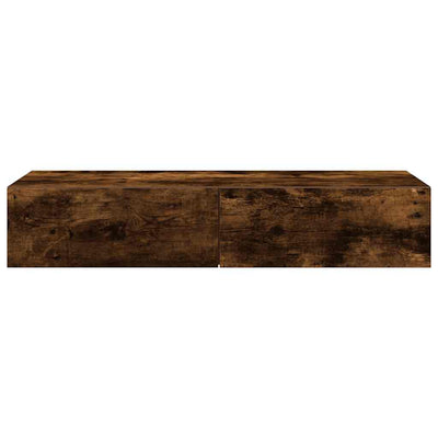 Seinähylly laatikoilla savutammi 100x36x19 cm tekninen puu