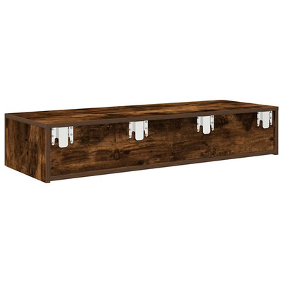 Seinähylly laatikoilla savutammi 100x36x19 cm tekninen puu