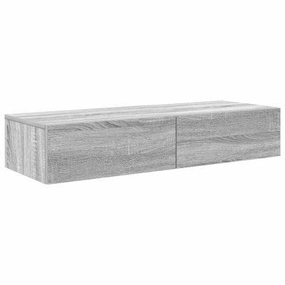 Seinähylly laatikoilla harmaa Sonoma 100x36x19 cm tekninen puu