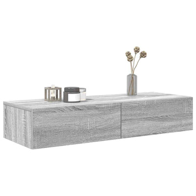 Seinähylly laatikoilla harmaa Sonoma 100x36x19 cm tekninen puu