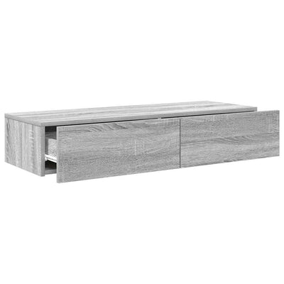 Seinähylly laatikoilla harmaa Sonoma 100x36x19 cm tekninen puu