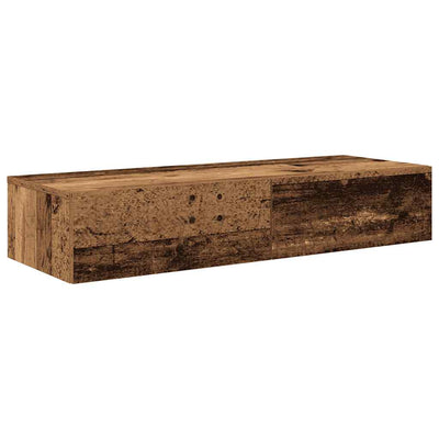 Seinähylly laatikoilla vanha puu 100x36x19 cm tekninen puu