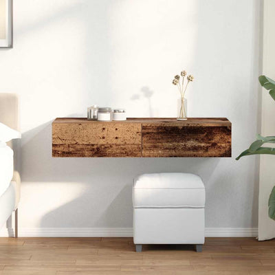 Seinähylly laatikoilla vanha puu 100x36x19 cm tekninen puu