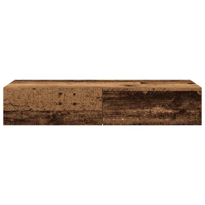 Seinähylly laatikoilla vanha puu 100x36x19 cm tekninen puu