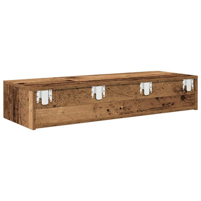 Seinähylly laatikoilla vanha puu 100x36x19 cm tekninen puu