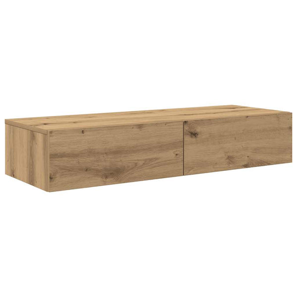 Seinähylly laatikoilla artesaani tammi 100x36x19cm tekninen puu