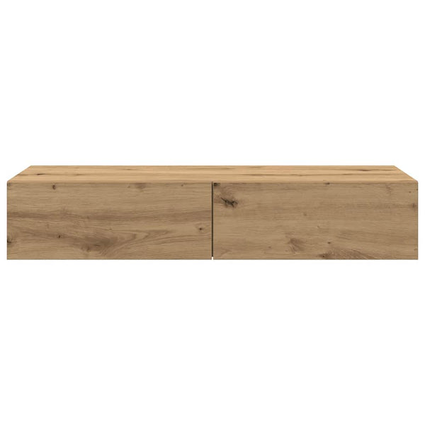 Seinähylly laatikoilla artesaani tammi 100x36x19cm tekninen puu