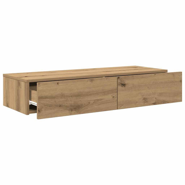 Seinähylly laatikoilla artesaani tammi 100x36x19cm tekninen puu