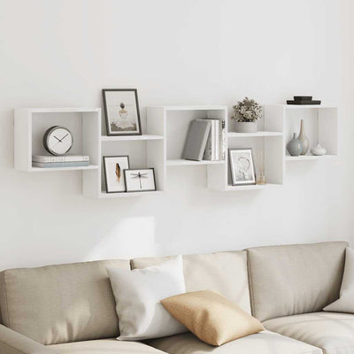 Seinäkuutiohylly 5 lokeroa valkoinen tekninen puu