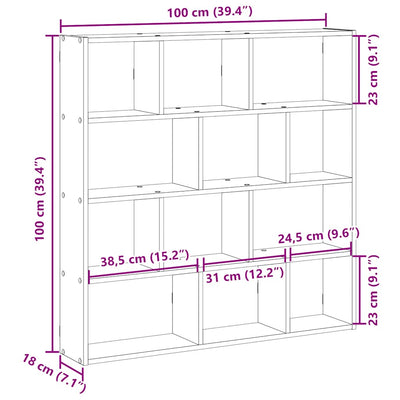 Seinäkuutiohylly 12 lokeroa valkoinen tekninen puu