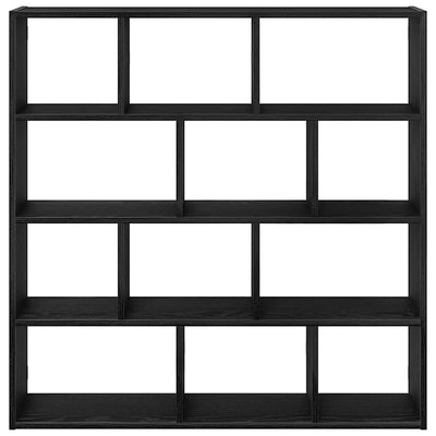 Seinäkuutiohylly 12 lokeroa musta tekninen puu