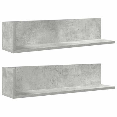 Seinähyllyt 2 kpl Betoninharmaa 75x16,5x16,5 cm Teknillinen puu