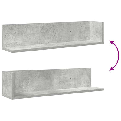 Seinähyllyt 2 kpl Betoninharmaa 75x16,5x16,5 cm Teknillinen puu