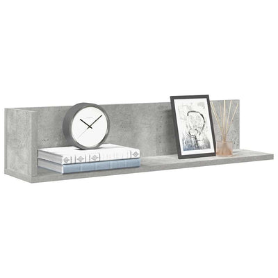Seinähyllyt 2 kpl Betoninharmaa 75x16,5x16,5 cm Teknillinen puu