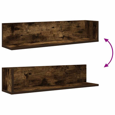 seinähyllyt 2 kpl savustettu tammi 75x16,5x16,5 cm tekninen puu