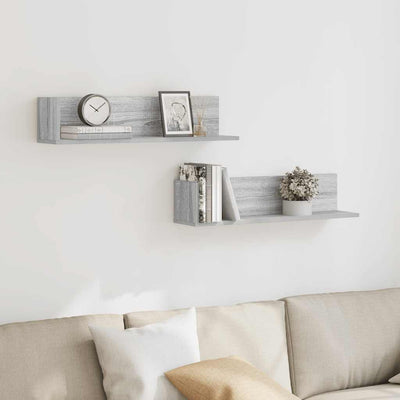 Seinähyllyt 2 kpl Harmaa Sonoma 75x16,5x16,5 cm Engineered Wood