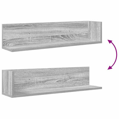 Seinähyllyt 2 kpl Harmaa Sonoma 75x16,5x16,5 cm Engineered Wood