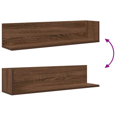seinähyllyt 2 kpl ruskea tammi 75x16,5x16,5 cm tekninen puu