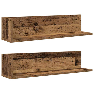seinähyllyt 2 kpl vanhaa puuta 75x16,5x16,5 cm tekninen puu