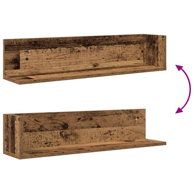seinähyllyt 2 kpl vanhaa puuta 75x16,5x16,5 cm tekninen puu