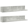seinähyllyt 2 kpl Betonin harmaa 100x16,5x16,5 cm tekninen puu