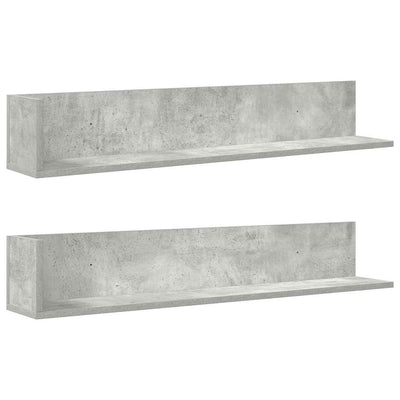 seinähyllyt 2 kpl Betonin harmaa 100x16,5x16,5 cm tekninen puu