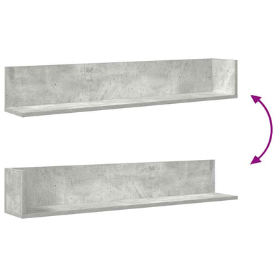 seinähyllyt 2 kpl Betonin harmaa 100x16,5x16,5 cm tekninen puu