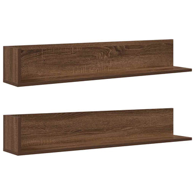 seinähyllyt 2 kpl ruskea tammi 100x16,5x16,5 cm tekninen puu
