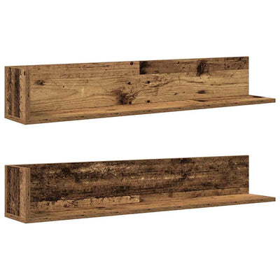 seinähyllyt 2 kpl vanhaa puuta 100x16,5x16,5 cm tekninen puu
