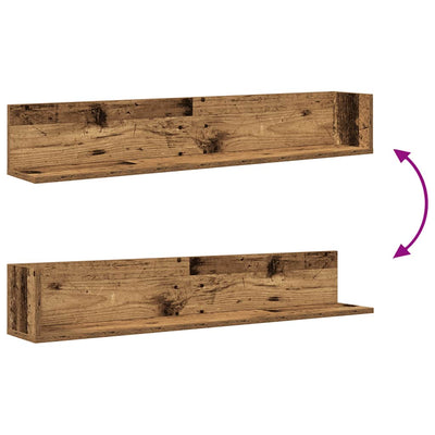 seinähyllyt 2 kpl vanhaa puuta 100x16,5x16,5 cm tekninen puu