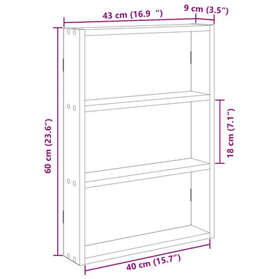 Seinähylly Savustettu tammi 43x9x60 cm Engineered Wood