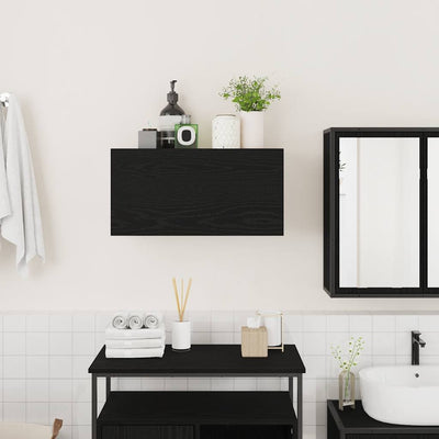 Kylpyhuoneen seinäkaappi musta 60x25x30 cm suunniteltu puu