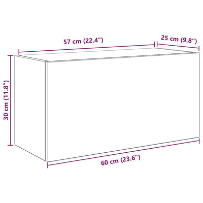 Kylpyhuoneen seinäkaappi betoninharmaa 60x25x30 cm tekninen puu
