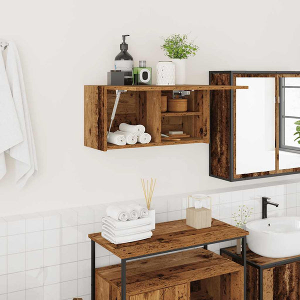 Kylpyhuoneen seinäkaappi vanha puu 60x25x30 cm tekninen puu