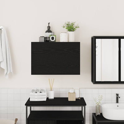 Kylpyhuoneen seinäkaappi musta 60x25x40 cm tekninen puu