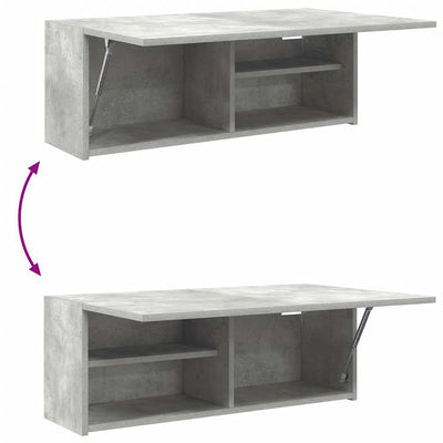 Kylpyhuoneen seinäkaappi betoninharmaa 80x25x30 cm tekninen puu