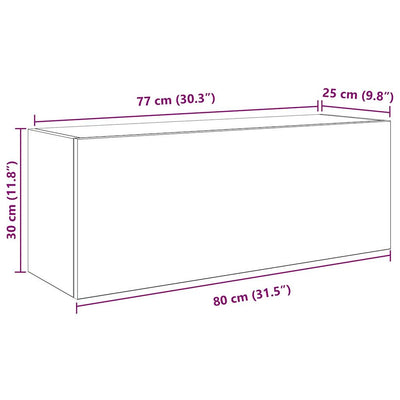 Kylpyhuoneen seinäkaappi savutammi 80x25x30 cm tekninen puu