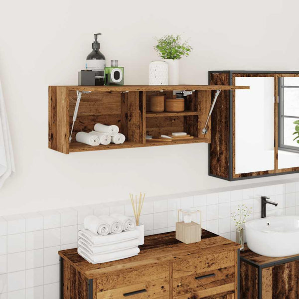 Kylpyhuoneen seinäkaappi vanha puu 80x25x30 cm tekninen puu