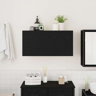 Kylpyhuoneen seinäkaappi musta 80x25x40 cm tekninen puu