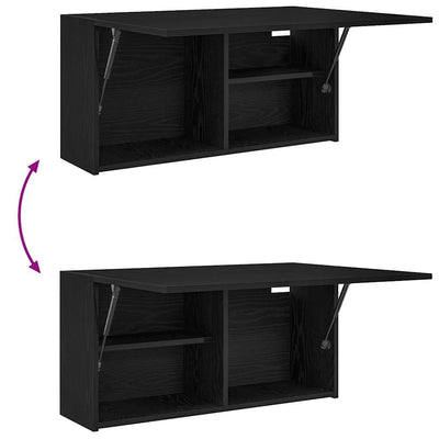Kylpyhuoneen seinäkaappi musta 80x25x40 cm tekninen puu