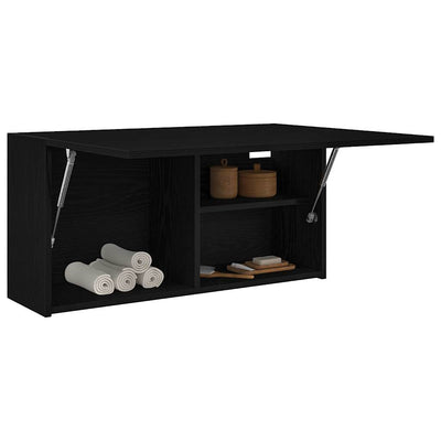Kylpyhuoneen seinäkaappi musta 80x25x40 cm tekninen puu