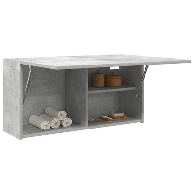 Kylpyhuoneen seinäkaappi betoninharmaa 80x25x40 cm tekninen puu